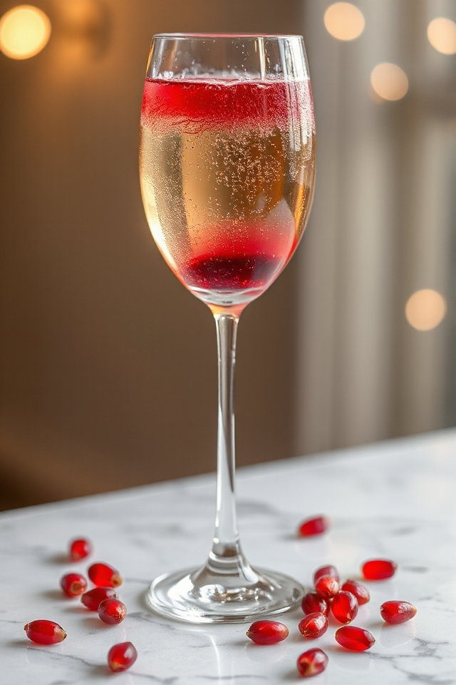 champagne cocktail with pomegranate