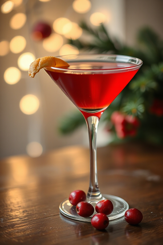 festive cranberry rum cocktail preparation