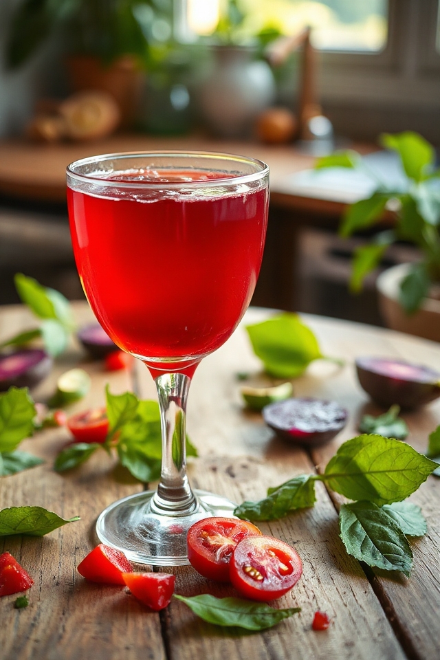 juice tomatoes and beet leaves