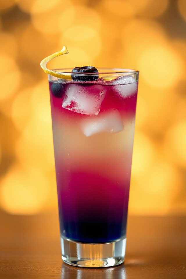 layered blueberry vodka cocktail