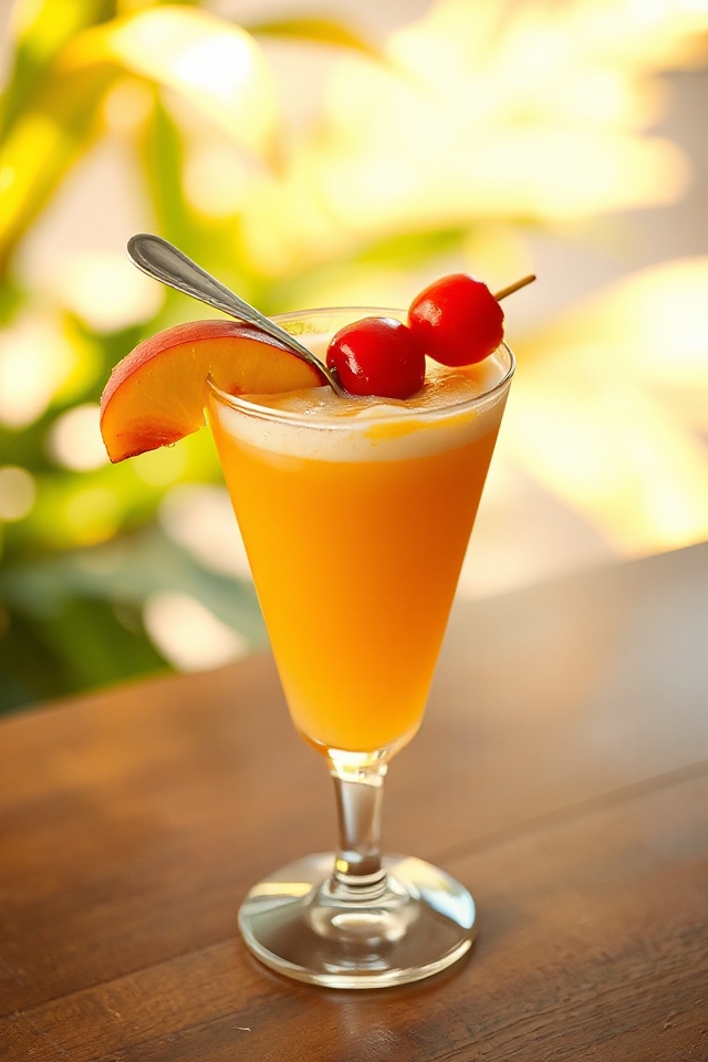 peachy tropical cocktail creation