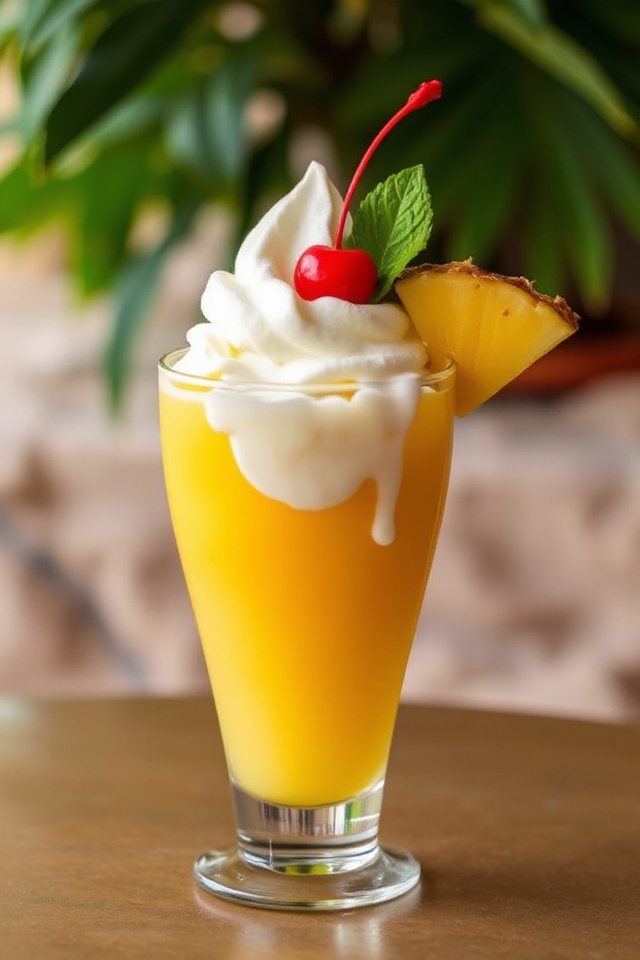 tropical cocktail with ice cream